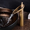 Miniatyrbillede 2 af 5: Vintage stil vandfald vandhane vask vandhane badeværelse messing vandhane top vandhane mixer blandingsbatteri varmt og koldt blandingsbatteri vask vandhane med 2 rør, guld