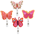 Miniatyrbilde 1 av 5: 4 stk fargerik sommerfugl broderi filt, uttrekkbar klips, badge retractor med uttrekkbar klips, studentgave, uttrekkbar ID-kortholder, badge