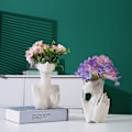 Miniatyrbild 3 av 5: Blomvas i form av ett mänskligt huvud, dekorativ nordisk blomkruka, keramikstaty