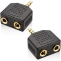 Miniatyrbillede 1 af 5: Hovedtelefon Y-splitter og han-lydstik til 2 hun-stik til iPhone, iPod, iPad og andre Apple-lydenheder 3,5 mm splitter (2-pak) Sort
