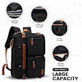 Miniatyrbild 3 av 5: Ryggsäck Herrar Konvertibel Ryggsäck 17.3 Handbagage Ryggsäck Reseryggsäck Vattentät och Reptålig Multifunktionell Herrar Business Handväska (