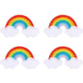 Miniatyrbillede 1 af 5: 4 stk. Regnbue-patch til piger, stryg på, regnbue-sky-patches, børnetøj, sy på, broderede, dekorative applikationer, gør-det-selv-håndværkstilbehør
