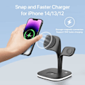 Miniatyrbilde 3 av 4: Magnetisk ladestasjon, trådløs ladestativ for iPhone 14, 13, 12 Pro/Max/Mini/Plus, Apple Watch 8/7/6/SE/5/4/3/2 (svart)