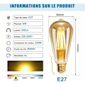 Pikkukuva 2 / 5: E27 ST64 6W 2200K Lämmin valkoinen LED-filamenttilamppu, Retro Edison Vintage Antiikki Lamppu, 540lm Vastaa 48W hehkulamppua, 6 kpl setti…
