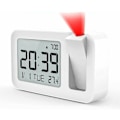 Miniatyrbild 1 av 5: Väckarklocka, digital väckarklocka med 180° projektion, innetermometer, 4 justerbara ljusstyrkor, volymjustering, 12/24h justering, funktion