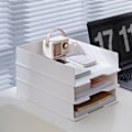 Miniatyrbillede 3 af 5: Stakbar papirbakke - Skrivebordsdokument, brev- og filorganiseringsbakke - Sælges separat (hvid)(hvid)