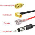 Miniatyrbilde 4 av 5: Dab FM-antenne Digital Radioantenne FM/AM Combo SMB/SMA hann til DIN hann Adapter Bilradioantenne Splitter Takmontert Signalforsterker 500cm 16.4f