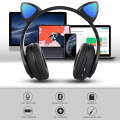 Miniatyrbillede 3 af 5: (Sort) Trådløst Bluetooth-headset Børneheadset Foldbart Katte-headset med stereomikrofon Børne-Bluetooth-headset til pc-telefon.