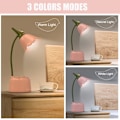 Miniatyrbilde 3 av 5: Barne-LED-skrivebordslampe (rosa), USB-oppladbar blomsterfugl-bordlampe, leselampe med justerbart lys og berøringssensor, soveromsdekorasjonslampe