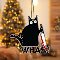 Miniatyrbilde 3 av 5: 8 cm svart katt julepynt - Julepynt til katt - Henges i juletreet - Topper juletreet (svart katt)
