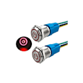Pikkukuva 1 / 5: 2kpl 16mm 12V/24V 5A Itselukittuva Painonappikytkin Ruostumaton teräs IP65 Vedenpitävä Esijohdotetulla Liittimellä (Punainen LED)