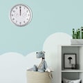 Miniatyrbild 5 av 5: Ultra tyst radiostyrd väggklocka - 12 tums inomhus termometer hygrometer väggklocka