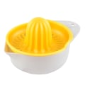 Miniatyrbillede 1 af 5: Lysegrå gul frugtpresser, citruspresser, manuel presser, presser med beholder, plast, 14,5 x 11 x 8,7 cm