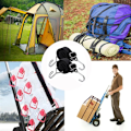 Miniatyrbillede 5 af 5: 4 stk. Elastiksnore med kroge, Ekstra stærke flade elastikstropper, Elastiksnore med kroge, Lange justerbare gummielastikker, til bagage, camping