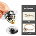 Miniatyrbilde 4 av 5: Pop-Up Lavabo Avløp Tog-Universal Anti-blokkert Trekk Flit, Vaskeservant, Stropp og ventil Badekar [Rustfritt stål+ren kobber, for 34-38mm tømming ho