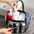 Miniatyrbillede 3 af 4: Mesh brusebadskurv - mesh brusebadskurv, mulepose, toilettaske, hurtigtørrende badeorganisator til strand, kollegier, gymnasium, lejr, sort