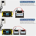 Miniatyrbillede 3 af 5: 12V/24V 8A Smart Batterioplader, 3-Trins Batterioplader, Automatisk Vedligeholder & Reparationsfunktion til Bil, Motorcykel, Lastbil, AGM, Gel, Våd, SLA (6-150AH)