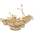Miniatyrbilde 1 av 5: Fiskebåt 3D-puslespill i tre, modellbygging for voksne å bygge, hjemmekontor dekorasjon julegaveidé TG308