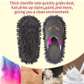 Miniatyrbillede 4 af 5: Varme Mikrofiber Tøfler Gulv Støv Snavs Hår Mop Tøfler Sko Skridsikre Mokassiner Soveværelse Hjem (Kat)
