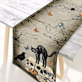 Miniatyrbillede 2 af 5: Halloween Dug, Sort Kat Skelet Retro Cool Skull Krage Halloween Dekoration til Køkken Interiør Hjemmefest Stue