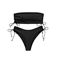 Pikkukuva 1 / 4: Naisten 2-osainen bandeau-uimapuku, solmittava sivu, ribbineulottu bikinit, L
