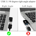 Miniatyrbillede 2 af 5: USB 3.1 90° Vinklet 10 Gbps USB 3.1 Han til Hun Adapter, Retvinklet USB A 3.1 Stikadapter, Understøtter Dataoverførsel, OTG, 3A Opladning, 2 stk (