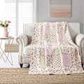 Miniatyrbillede 1 af 5: 150x200cm sengetæppe, blødt og behageligt til 1 person, lyserødt blomsterprint quiltet, ægte patchwork, egnet til alle årstider.