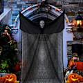 Pikkukuva 5 / 5: Halloween riippuva haamu koriste kummitustaloon riippuva Grim Reaper Skull Halloween koriste rekvisiitta pelottava rekvisiitta Halloween koriste (musta)