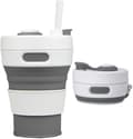 Hopfällbar Campingmugg med Sugrör Silikon Fällbar Kaffe Mugg Sportflaska Bärbar Resa Utomhus Bil 450ml 16oz