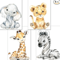 Miniatyrbild 1 av 5: Parti med 4 affischer Barnrum - A4 Tiger & Zebra Giraff Format, Pojk- & Flickdekor, 2130cm.