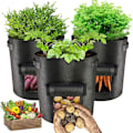 Miniatyrbilde 1 av 4: 3 stk. Potetdyrkingspose, Potetdyrkingspose, Potetdyrkingspose med synlig klaff og håndtak for grønnsaker, frukt, blomster, poteter (svart)