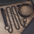 Miniatyrbillede 5 af 5: Sort PU læder punk choker+træktov, sexet gotisk choker bælte med læder, justerbar sort krave, med trækkæde