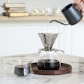 Miniatyrbillede 4 af 4: Dobbelt filterkop i rustfrit stål (medium base, kaffemaskine ikke inkluderet), papirfrit anti-rust filter, manuelt filter, glas dryp kaffemaskine, co