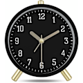 Miniatyrbillede 1 af 5: Klassisk sort metal moderne lydløs analog alarmur med simpelt dekorativt lys til soveværelsesseng 11cm