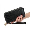 Miniatyrbilde 1 av 5: Dobbel glidelås clutch armbånd lommebok PU skinnveske dame clutch feriegave svart