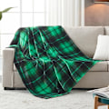 Miniatyrbillede 2 af 4: Polar plaid tæppe til seng eller sofa i fleece, tæppe kastet ind i flise flannels hele sæsonen 127 x 150 cm, grøn