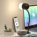 Pikkukuva 3 / 3: Led-pöytälamppu Qi-langattomalla älylaturilla, kodin toimiston yöpöydän yövalaisin. Bluetooth-yhteydellä varustettu kaiutin