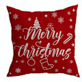 Miniatyrbild 4 av 5: Set med 4 dekorativa kuddfodral Merry Christmas Sammet örngott för julhelger Röda träd snö snötäcken utomhus soffa och skydd