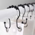 Miniatyrbillede 2 af 5: Bruseforhængskroge, 1 ring, rustfrit stål ruller rustfrit afbalanceret glidende anti-fald dobbeltkroge til badeforhæng (sort)