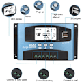 Miniatyrbillede 2 af 5: Solar Charge Controller, Dobbelt USB LCD-display, 12V 24V, MPPT 40A