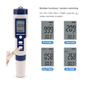 Miniatyrbillede 2 af 5: 5 i 1 Vandtester Multifunktionel Vandkvalitetstester, TDS/EC/Salinitet/PH/Temperatur Digital Måler til Drikkevand, Pool, Akvarium, Fisketank,