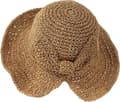 Khaki - Foldbar Strandhat - Sommerhatte til Kvinder - Hatte med Sløjfer