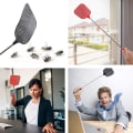 Miniatyrbilde 4 av 4: (Rød) Utvidbar fluesmekker, manuell skadedyrbekjempelse, manuell skadedyrbekjempelse med slitesterkt og robust teleskophåndtak