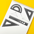 Miniatyrbillede 3 af 5: (Sort) Firkantet skolesæt med vinkelmåler, opbevaringsboks, matematiske geometrilinialer i aluminiumslegering, reguleret matematisk skrivemateriale