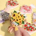 Pikkukuva 2 / 5: 4 kappaletta koristeellisia jääkaappimagneetteja, hartsimamagneetteja 3D-jääkaappimagneetteja, kimppu jääkaappimagneetteja, jääkaapeille, kaapeille, toimistoille (auringonkukka, ruusu, lilja, C