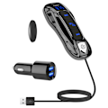 Miniatyrbild 3 av 5: Bluetooth V5.0 FM-sändare, Bluetooth-bilsändare Handsfree-bilsats Dubbla USB-portar (QC3.0+5V/2.4A) med 1,1M-kabel, A2DP Crystal Sound,
