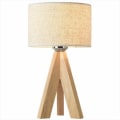 Miniatyrbillede 1 af 5: Sengsidelampe, Tripod Bordlampe, Træ med Linned Stofskærm, Lille Natbordlampe til Børneværelse, Soveværelse, Børneværelse, Sidebord, Læsning