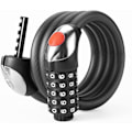 Miniatyrbillede 1 af 5: Cykellås med kabel, cykellås 1,2 meter, cykellås med 5-cifret LED-lyskombination, sort - ideel til MTB-cykel, motorcykel, scooter, døre, porte