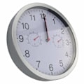 Miniatyrbild 2 av 5: Ultra tyst radiostyrd väggklocka - 12 tums inomhus termometer hygrometer väggklocka