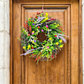 Miniatyrbillede 4 af 5: Dørkrans Kunstige Blomster Bordkrans Dekoration Forårs Blomsterguirlande til Hoveddør Stue Væg Have Bryllupsfest Diameter Ca. 35